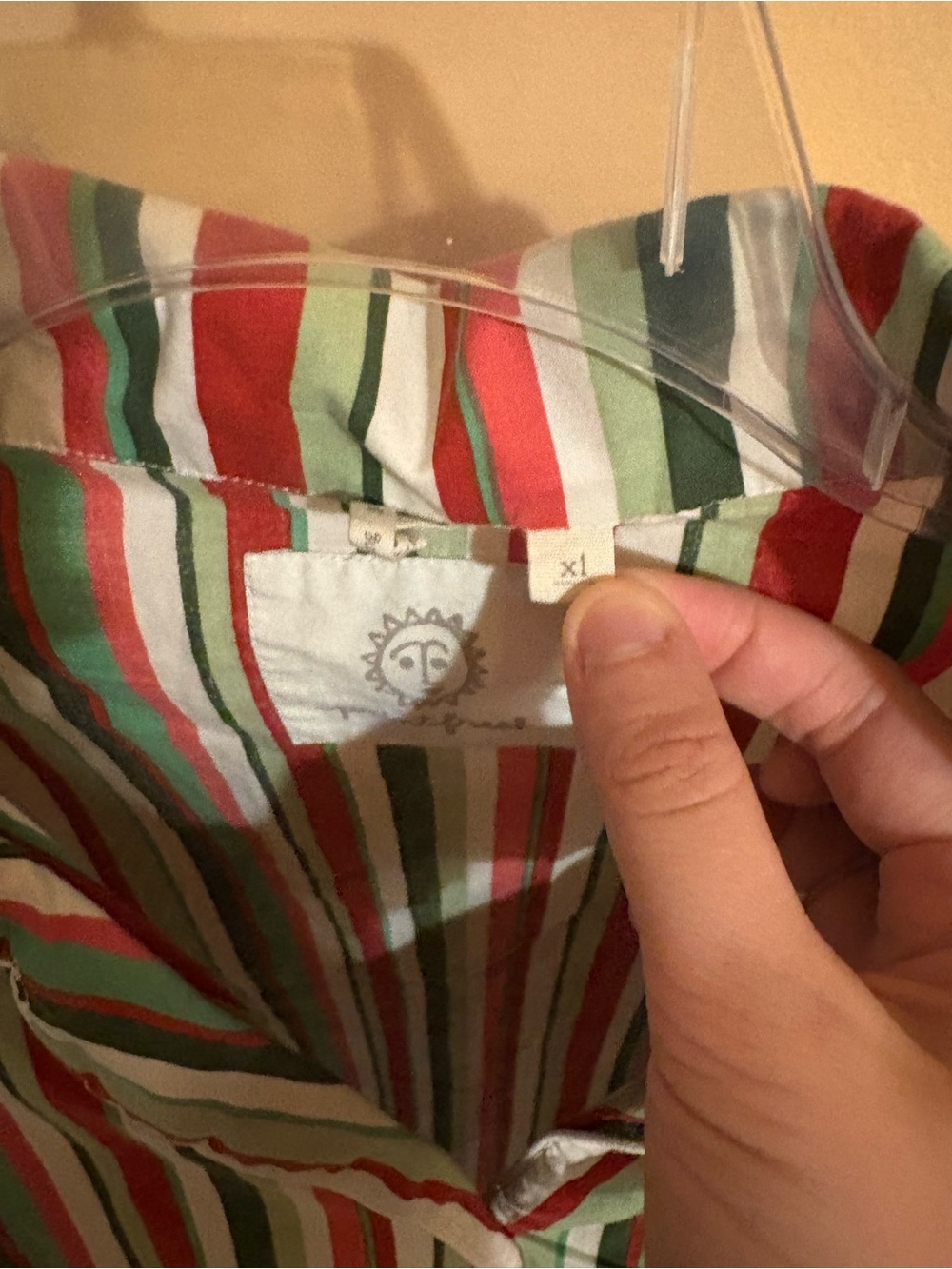 Printfresh Green, Red, Pink, & White Striped Short Sleeve Pajama Shirt - Picture 3 of 5